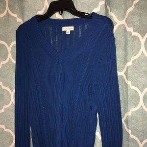 🆑V-Neck Blue Cable Knit-Sweater